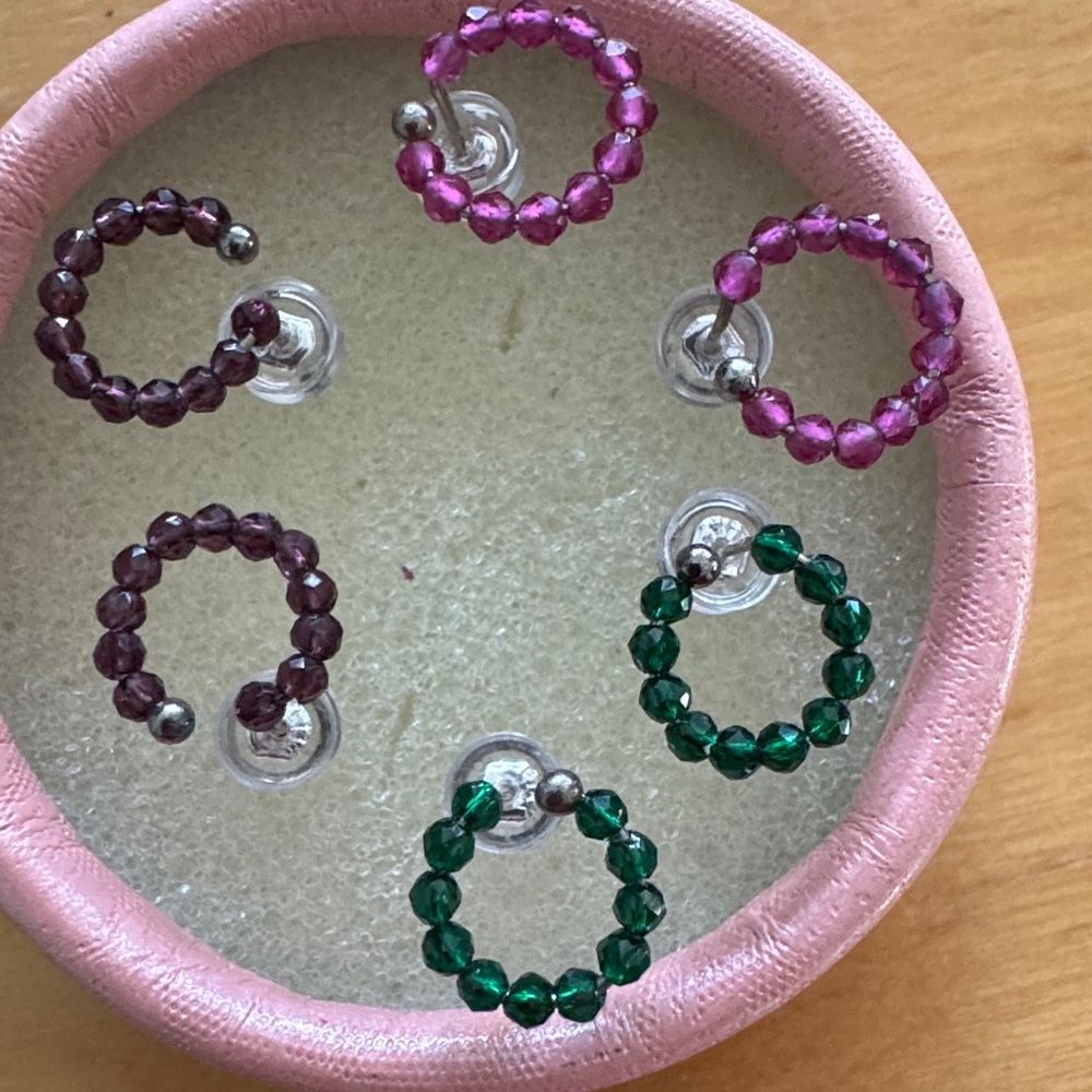 Elegant Pink Beaded Hoop Earrings